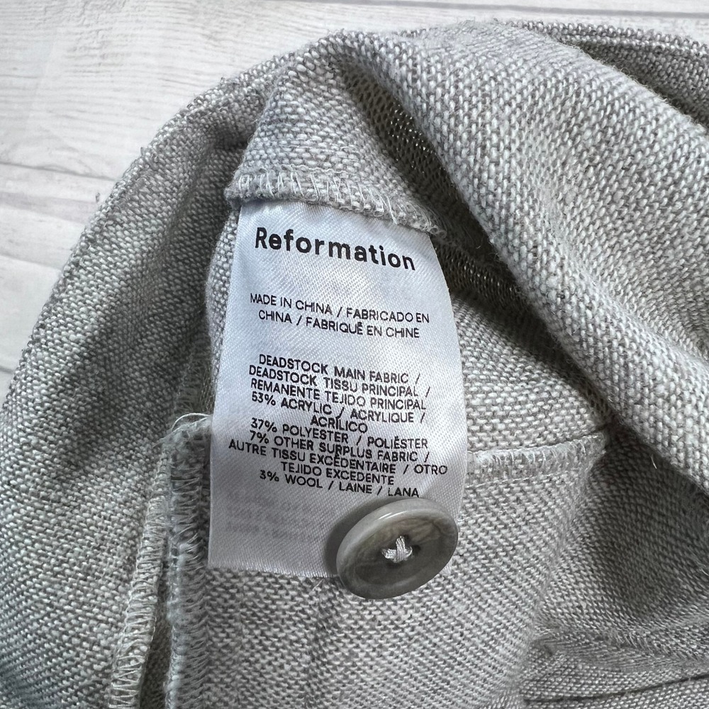 Reformation Montauk Wool Blend Pleated Wide Leg Trousers Size 8 Grey High Rise - Picture 4 of 11
